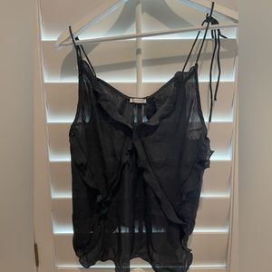 Free People Intimately Black Ruffle Tank Black